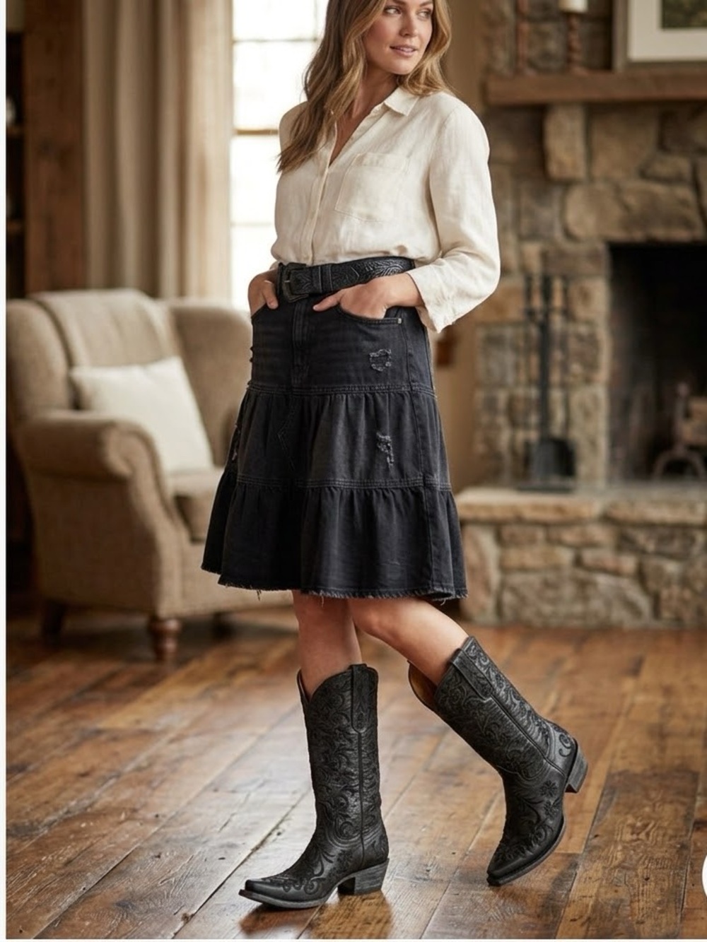 Old Gringo Leather Boot Black Embroidered  Women Clarise